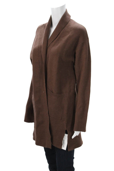 Monrow Unisex Cardigan Brown Long Sleeve Viscose Blend Size XS