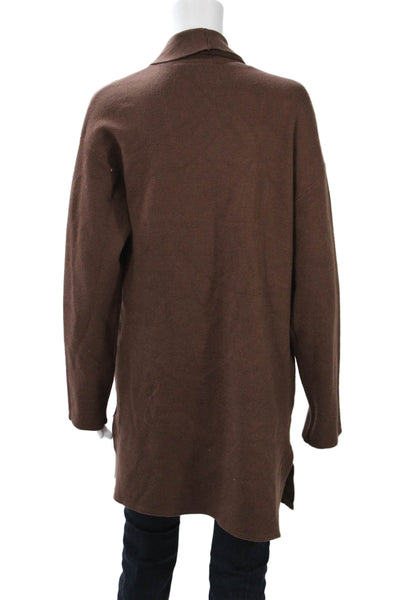 Monrow Unisex Cardigan Brown Long Sleeve Viscose Blend Size XS