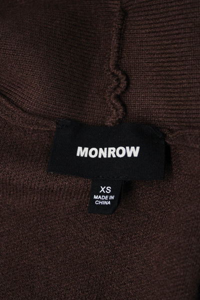 Monrow Unisex Cardigan Brown Long Sleeve Viscose Blend Size XS