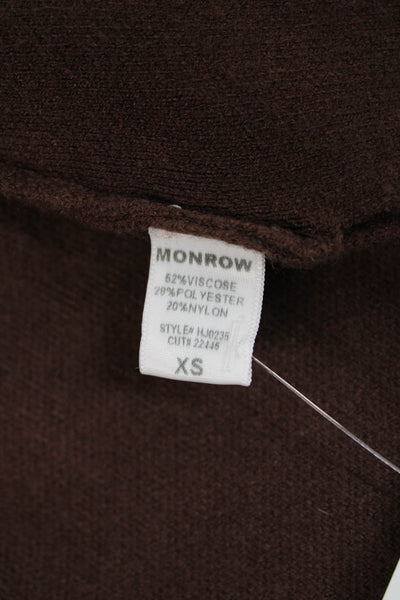 Monrow Unisex Cardigan Brown Long Sleeve Viscose Blend Size XS