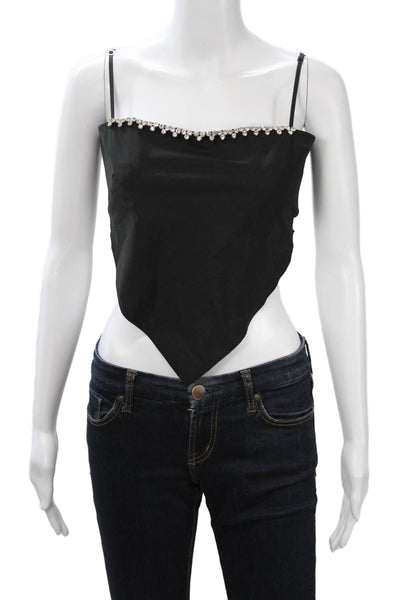 Area Womens Cropped Camisole Black Cotton Stretch Size M