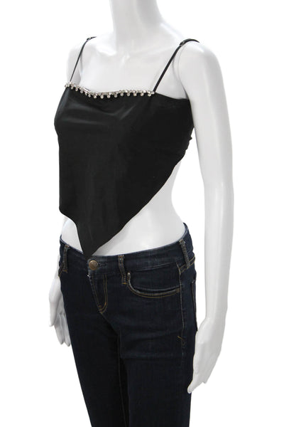 Area Womens Cropped Camisole Black Cotton Stretch Size M