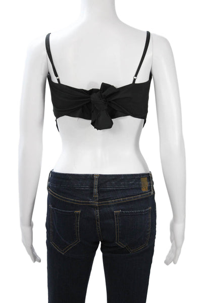 Area Womens Cropped Camisole Black Cotton Stretch Size M
