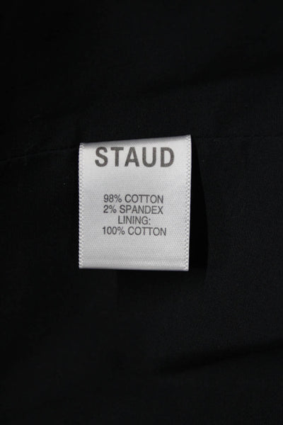 Staud Womens Cropped Black Square Neck 3/4 Sleeve Cotton Blouse Size 10