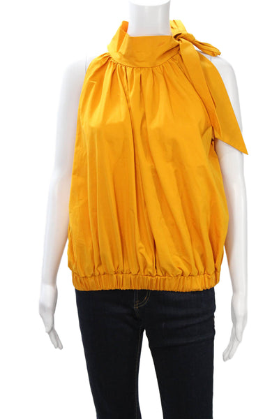 Silvia Tcherassi Womens Sleeveless High Neck Wool Blouse Yellow Size L