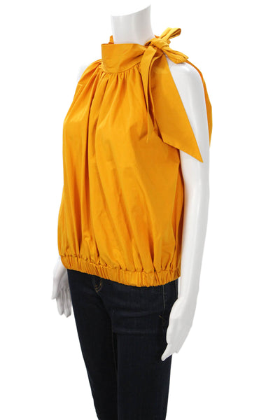 Silvia Tcherassi Womens Sleeveless High Neck Wool Blouse Yellow Size L