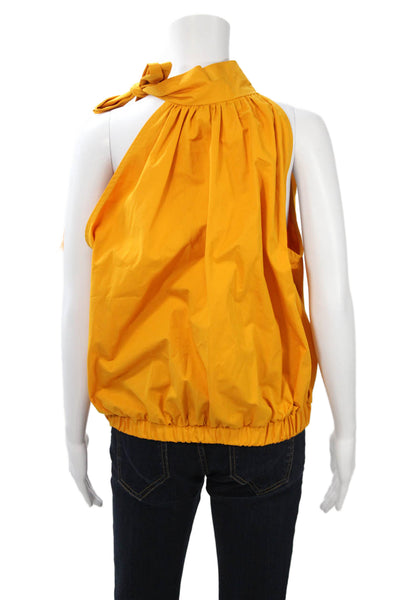 Silvia Tcherassi Womens Sleeveless High Neck Wool Blouse Yellow Size L