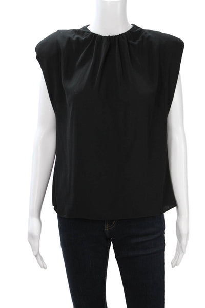 Zara Womens Sleeveless High Neck Button Solid Polyester Blouse Size M