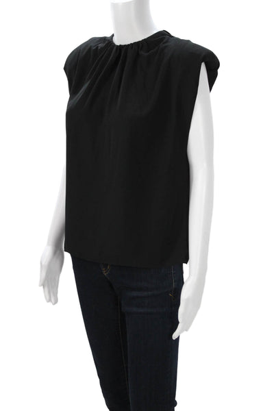 Zara Womens Sleeveless High Neck Button Solid Polyester Blouse Size M