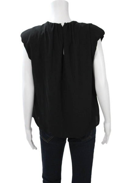 Zara Womens Sleeveless High Neck Button Solid Polyester Blouse Size M