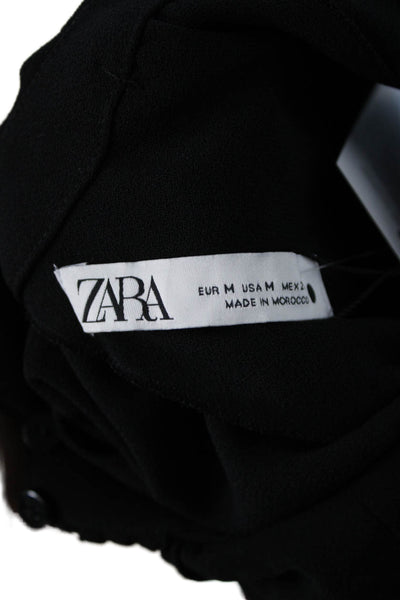 Zara Womens Sleeveless High Neck Button Solid Polyester Blouse Size M