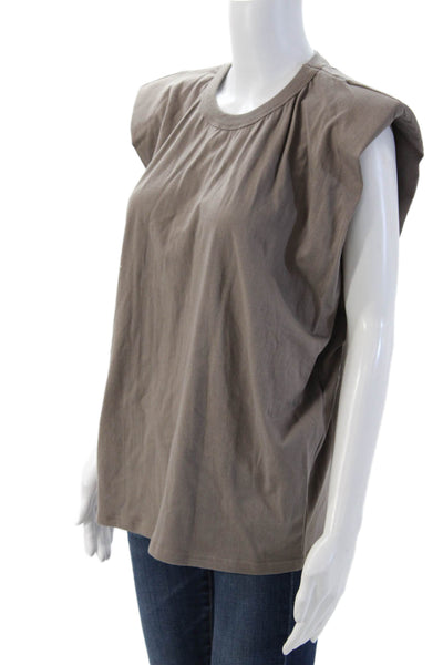 Frankie Shop Womens Basic Sleeveless Crew Neck Cotton T-Shirt Brown Size M