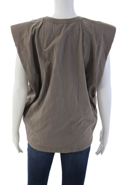 Frankie Shop Womens Basic Sleeveless Crew Neck Cotton T-Shirt Brown Size M