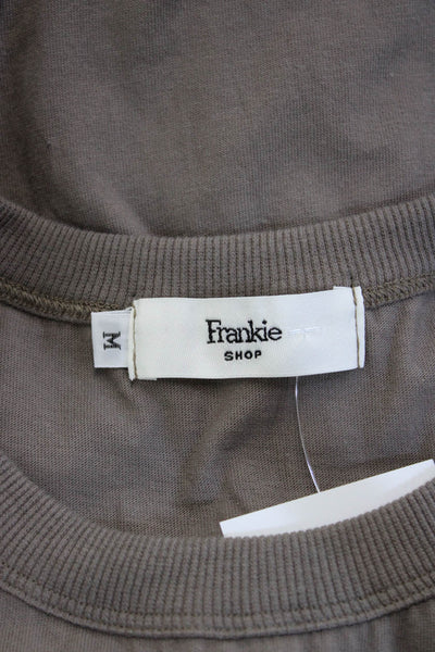Frankie Shop Womens Basic Sleeveless Crew Neck Cotton T-Shirt Brown Size M