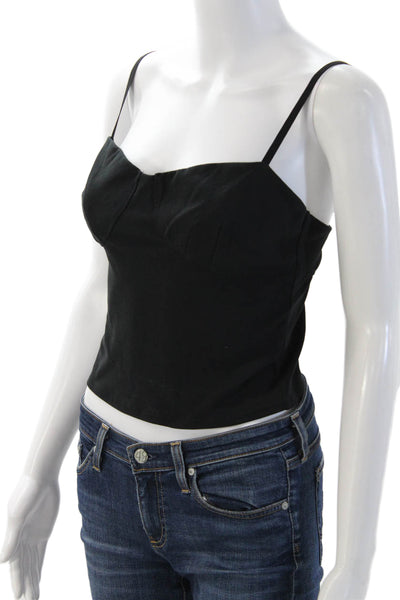 Wilfred Free Women Cropped Camisole Black Solid Cotton Blend 90s Size L