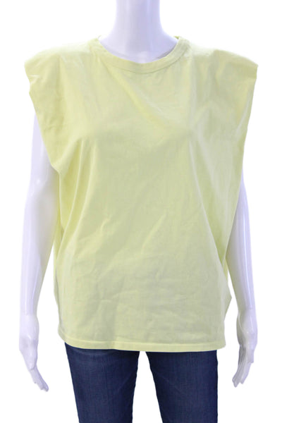 Frankie Shop Womens Basic Yellow Cotton Crew Neck T-Shirt Short Sleeve Size M