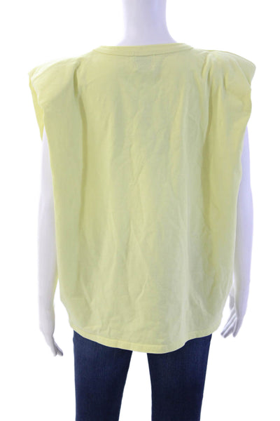 Frankie Shop Womens Basic Yellow Cotton Crew Neck T-Shirt Short Sleeve Size M