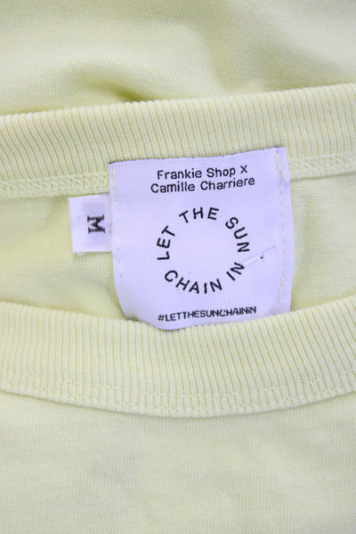 Frankie Shop Womens Basic Yellow Cotton Crew Neck T-Shirt Short Sleeve Size M