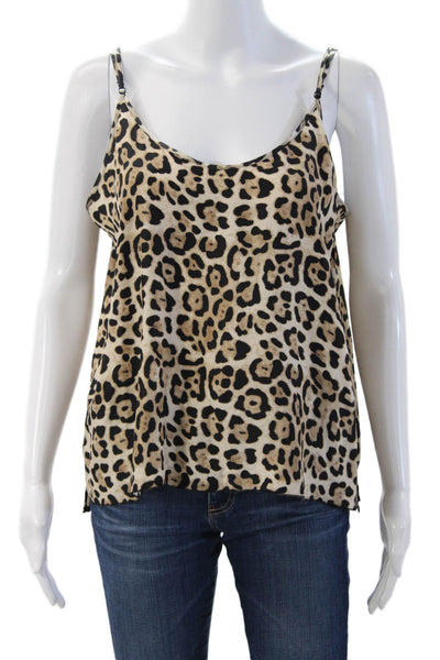 ATM Womens Camisole Beige Cotton Animal Print Sleeveless Round Neck Size L