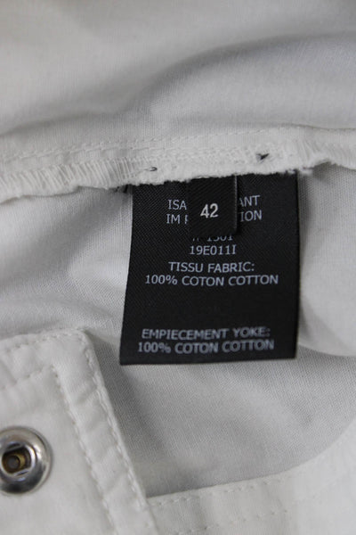 Isabel Marant Women Jumpsuit White High Neck Short Sleeve Cotton Size 42