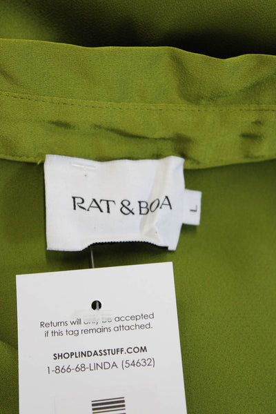 Rat & Boa Womens Shirt Wrap Dress Green Collared Button Long Sleeve Size L