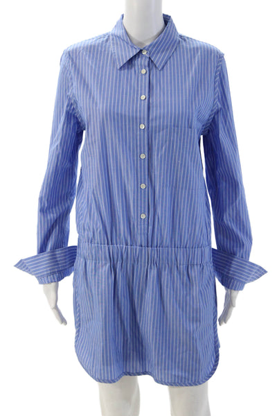Thakoon Addition Women Shirt Dress Blue Striped Cotton Longsleeve Size 10