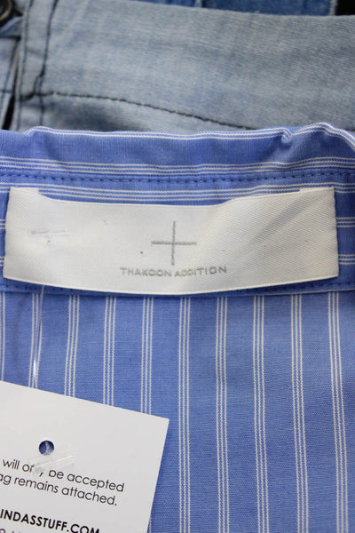 Thakoon Addition Women Shirt Dress Blue Striped Cotton Longsleeve Size 10