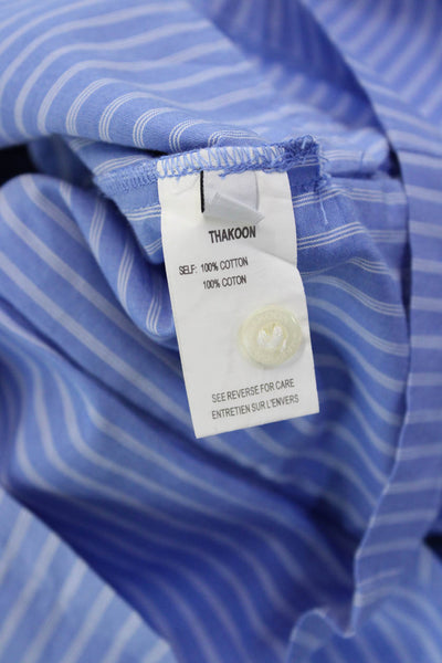 Thakoon Addition Women Shirt Dress Blue Striped Cotton Longsleeve Size 10