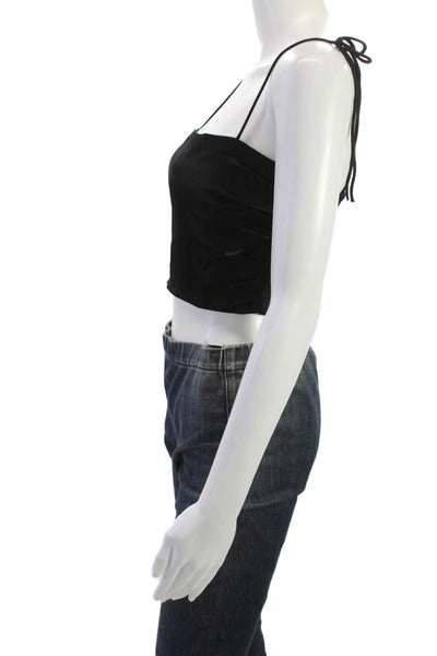 Zara Women Cropped Camisole Black Sleeveless 90s Polyester Size M