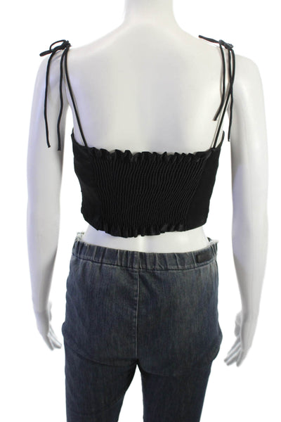 Zara Women Cropped Camisole Black Sleeveless 90s Polyester Size M