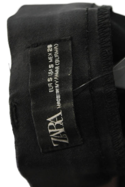 Zara Womens Biker Jeggings Black Polyester Spandex Button Size S
