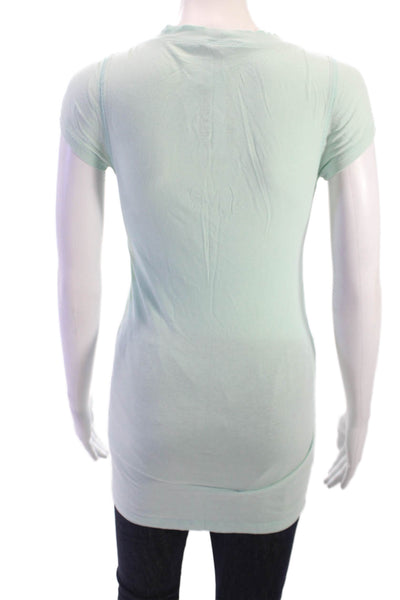 Theory Womens Tunic Light Blue Cotton Blend Cap Sleeve Round Neck Size PP