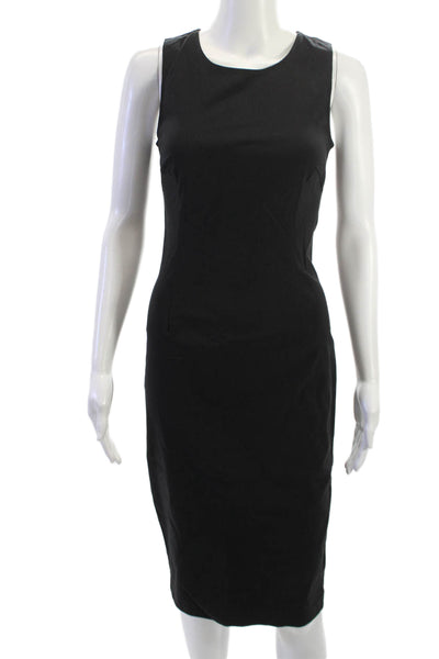 Avenue Montaigne Women Black Sheath Pencil Dress Sleeveless Midi Zip Size 2