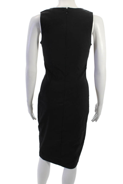 Avenue Montaigne Women Black Sheath Pencil Dress Sleeveless Midi Zip Size 2