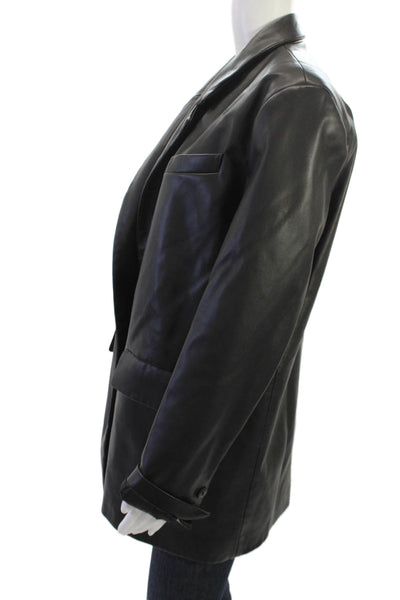 Zara Mens Overcoat Black Collared Button Solid Long Sleeve Polyester Size M