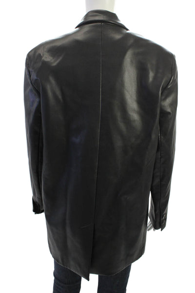 Zara Mens Overcoat Black Collared Button Solid Long Sleeve Polyester Size M