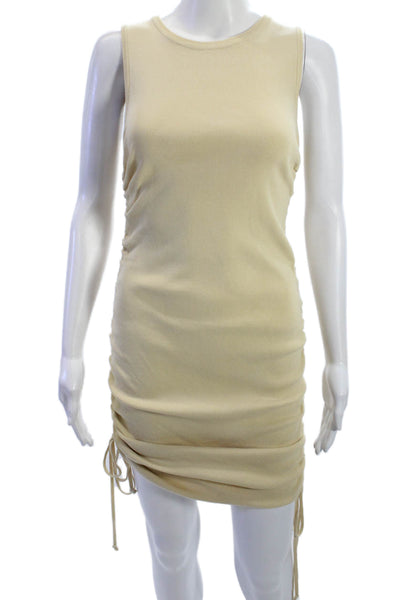 Lioness Women Beige Bodycon Mini Dress Sleeveless Round Neck Viscose Size M