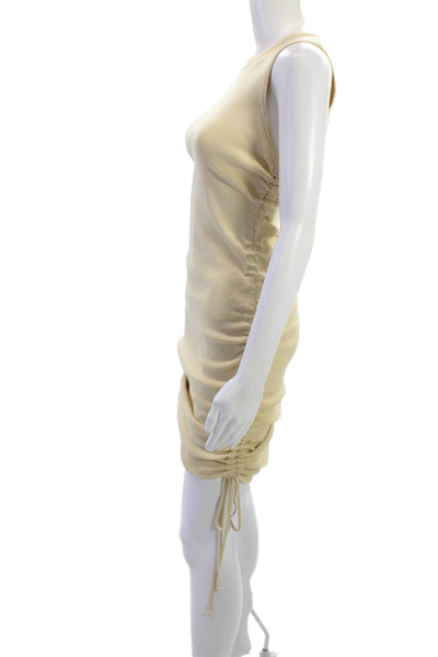 Lioness Women Beige Bodycon Mini Dress Sleeveless Round Neck Viscose Size M
