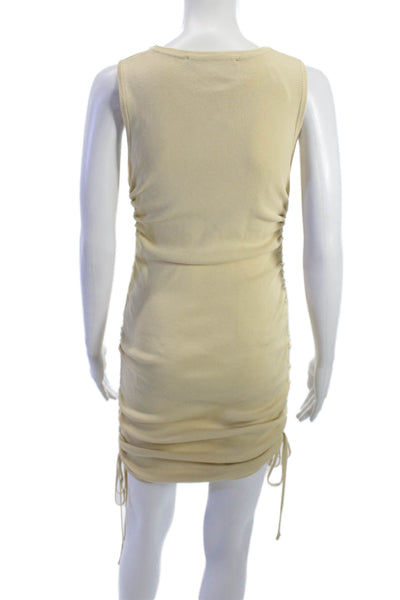 Lioness Women Beige Bodycon Mini Dress Sleeveless Round Neck Viscose Size M