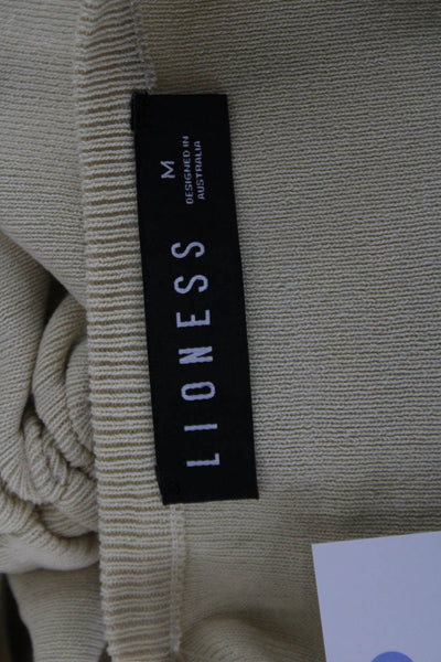 Lioness Women Beige Bodycon Mini Dress Sleeveless Round Neck Viscose Size M
