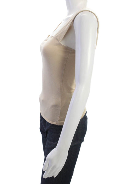 Reformation Women Beige Basic Sleeveless Square Neck Tank Tencel Spandex Size S