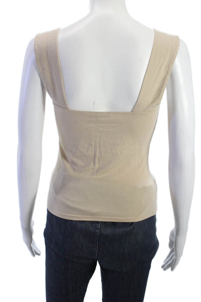 Reformation Women Beige Basic Sleeveless Square Neck Tank Tencel Spandex Size S