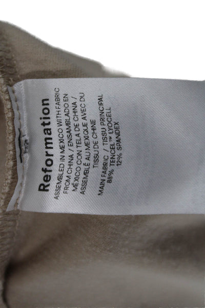 Reformation Women Beige Basic Sleeveless Square Neck Tank Tencel Spandex Size S