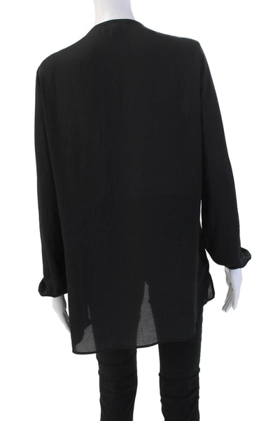Casting Women Tunic Blouse Black V-Neck Long Sleeve Size 1