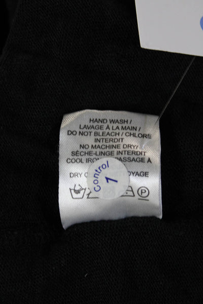 Calypso Saint Barth Women Black Linen Short Sleeve Round Neck T-Shirt Size L