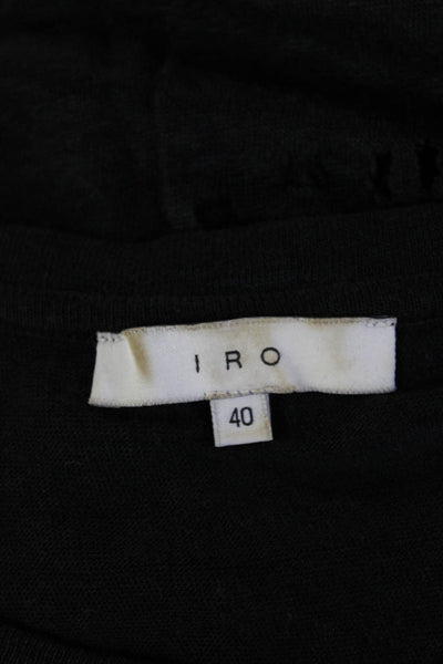 Calypso Saint Barth Women Black Linen Short Sleeve Round Neck T-Shirt Size L