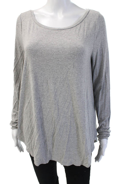 Calypso Saint Barth Women Tunic T Shirt Gray Long Sleeve Round Neck Size M