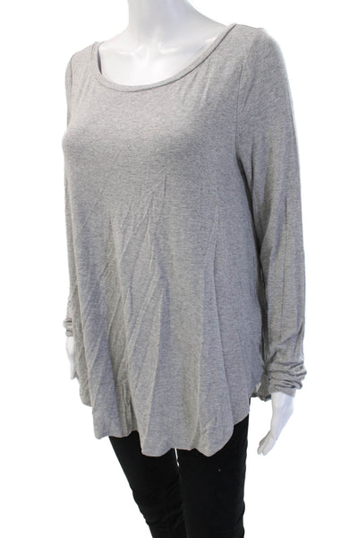 Calypso Saint Barth Women Tunic T Shirt Gray Long Sleeve Round Neck Size M
