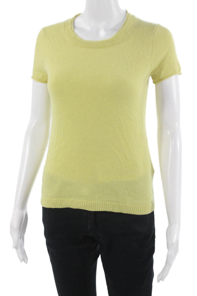 J Crew Women Cashmere Short Sleeve Crewneck Basic T-Shirt Yellow Size XS