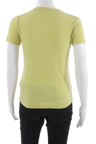 J Crew Women Cashmere Short Sleeve Crewneck Basic T-Shirt Yellow Size XS